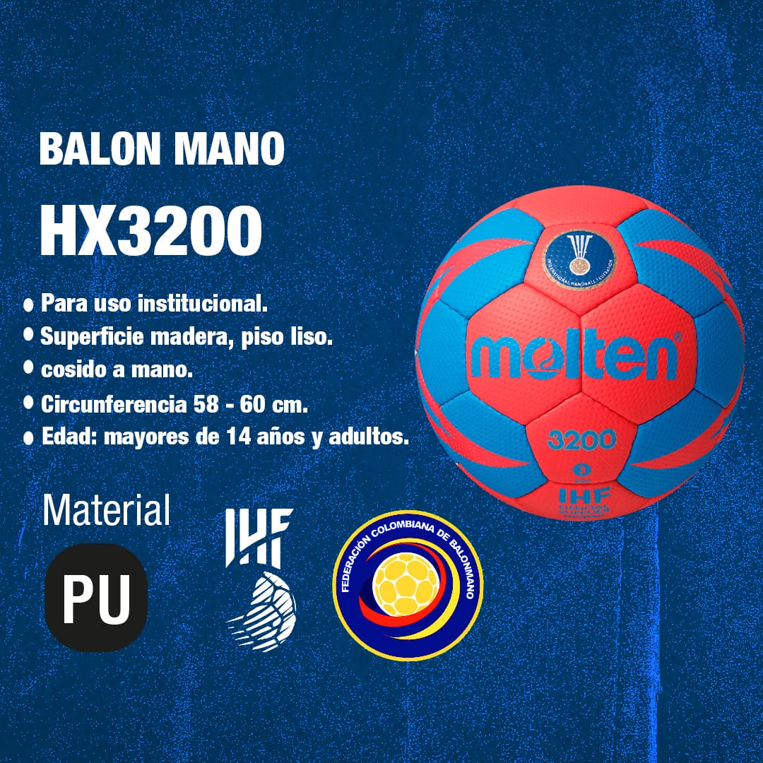 Balón de Balonmano Molten HX3200 - Molten Colombia original oficial rojo azul especificaciones