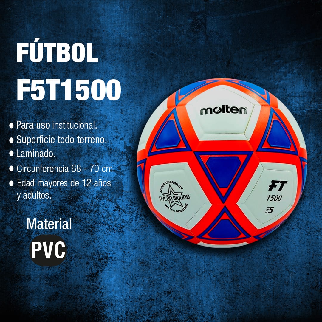 Balón de Fútbol Molten F5T1500 - Molten Colombia oficial original azul rojo especificaciones