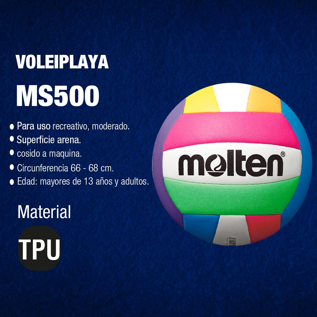 Balón de Voleyplaya Molten MS500 - NEON - Molten Colombia Balón de Voleyplaya oficial original especifiaciones