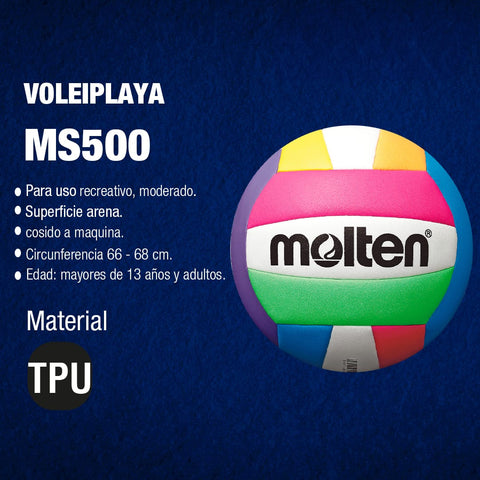 Balón de Voleyplaya Molten MS500 - NEON - Molten Colombia Balón de Voleyplaya oficial original especifiaciones